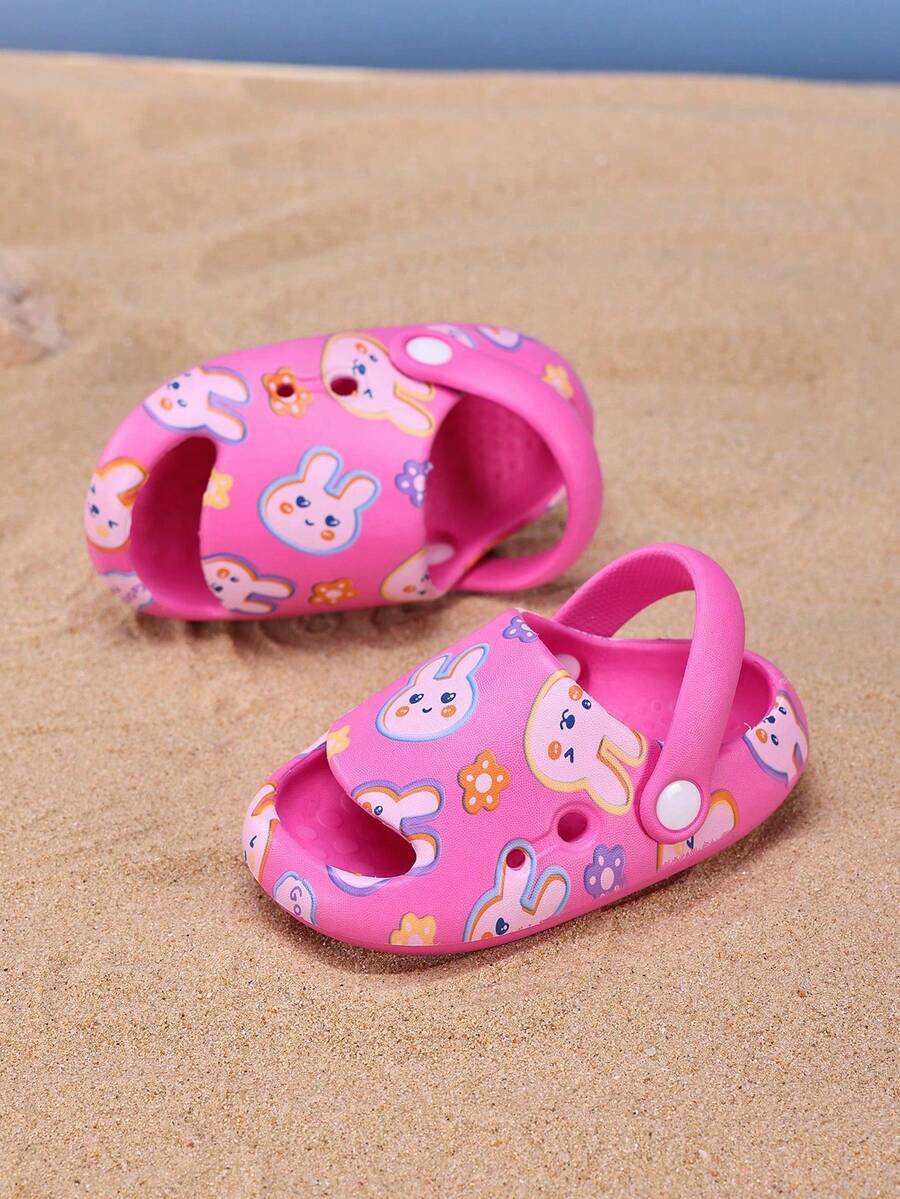 Infant Fashionable Colorful Print Cute Breathable Soft Non-Slip EVA Beach Sandals, 1 Pair Suitable For Toddler Girls & Boys Summer Garden Shoes - Hot Pink - View 1