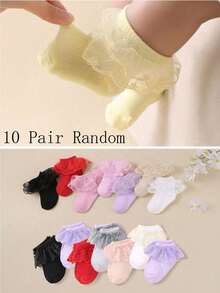 10/5/1 双随机颜色婴儿蕾丝舞蹈袜，采用独特时尚的双层蕾丝设计，适合 0-36 个月的女宝宝参加派对和作为礼物。这些可爱的袜子采用透气网眼面料制成，柔软舒适，可搭配各种服装和裙子，是完美的 情人节礼物。 - 彩色 - 查看 13