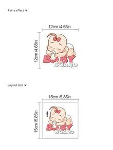 1pc Cartoon Cute "Baby On Board" Car Sticker, For Car Decoration, Indicate Baby Sleeping Inside - Multicolor - View 16