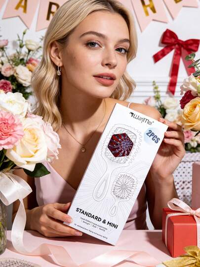 2Pcs/Set Mother's Day Comb Gift Set, Soft Scalp Massage Comb, Openwork Comb, Anti-Static Hairbrush,Hair Salon Styling Tools