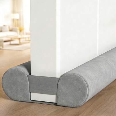 BKSAI 1pc Grey Draft Stopper, Soft Fabric Tubular Seal, No Adhesive Needed, Suitable For Living Room Winter Insulation And Noise Reduction