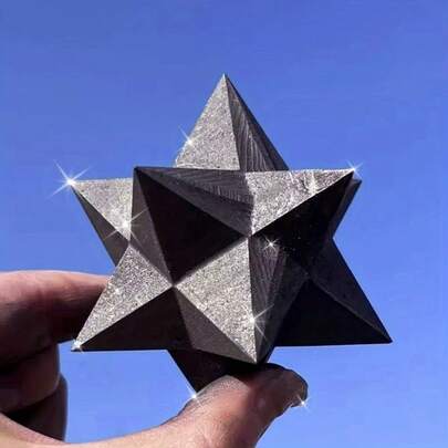 One Unique Shungite Merkaba Mineral - Artisan Carved Geometric Home Decoration Featuring Shungite Stone - Ideal Gift For The Holidays