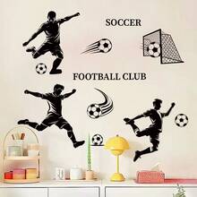 1 pieza Pegatina de pared con silueta de jugador de fútbol, diseño de jugador de fútbol pasando y disparando, papel tapiz autoadhesivo y removible, adecuado para decoración de sala de estar, dormitorio, armario, para la Copa de Fútbol 2026 - fútbol americano - Ver 8