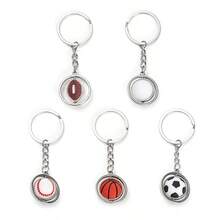 1pc New Rotating Metal Ball Keychain | 3-In-1 Basketball, Football, Rugby | Unisex Car Key Chain + Backpack Sports Pendant - Multicolor - View 2
