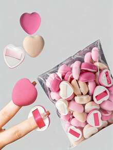 棉花糖心形超柔软化妆海绵，干湿两用粉扑，适用于粉底，化妆必备品 - 彩色 - 查看 2