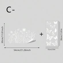 1/3片装花卉静电窗贴。白色剪影贴纸，图案包括郁金香、菊花和野花，并饰以蝴蝶纹样。可移除，防水PVC材质。适用于客厅、咖啡馆和商店橱窗装饰。 - 多色 - 查看 12