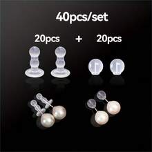 40个硅胶耳堵 - 防穿刺耳钉，全覆盖耳塞，DIY珠宝制作的理想之选，珠宝制作材料|透明耳钉|硅胶材质 - 彩色 - 查看 2
