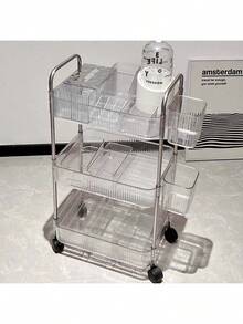 Kệ sách lưu trữ nhiều tầng, giá để rổ đựng rau củ quả di động cho nhà bếp, kệ đựng đồ bằng acrylic. - Nhiều màu - Xem 4