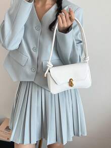 Túi xách cổ điển nhẹ, màu trơn, kiểu dáng công sở, chất liệu PU retro, phù hợp cho thanh thiếu niên, phụ nữ, sinh viên đại học, người trẻ tuổi và nhân viên văn phòng. Hoàn hảo cho văn phòng, trường đại học, công việc, kinh doanh, đi lại, hoạt động ngoài trời, du lịch, leo núi và các dịp khác. - trắng - Xem 4