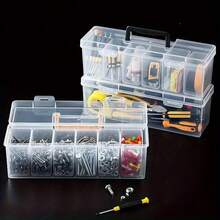 Juego de 7 piezas (6 cajas pequeñas y 1 caja grande) Caja de almacenamiento de accesorios de herramientas, organizador de herramientas portátil con múltiples compartimentos transparente, caja de almacenamiento y clasificación de piezas de ferretería, juguetes y otros elementos para el hogar - multicolor - Ver 8