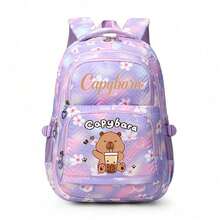 Capybara Themed Large Capacity Backpack - Cute Blue & Pink Zipper Closure, Laptop Compartment, Polyester Material, Lightweight & Fashionable, Suitable For Commuting And Back To School, Padded Shoulder Straps, Secure Zipper Closure, Travel Backpack, Fun Design, Sturdy , Back To School Supplies School Essentials - Multicolor - View 11