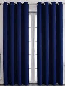 1 Panel Solid Color Curtain Fabric. The Curtain Can Block Sunlight And UV Rays, Insulate Against Summer Heat And Winter Cold, Balance Room Temperature, And Reduce Energy Costs. It Can Also Reduce External Noise And Protect Your Privacy, Creating A Good Working And Sleeping Environment. Each Curtain Has 6-8 Silver Metal Grommets At The Top. Easy To Match With Standard Curtain Rods. Simple To Hang And Slide Smoothly. Suitable For Office, Bedroom, Living Room. - Royal Blue - View 6