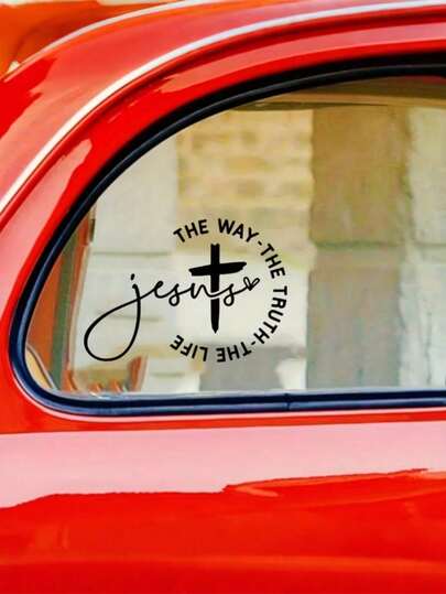 Jesus "The Way, The Truth, The Life" Car Decal – 5.9 Inch Christian Cross Vinyl Sticker – Fade-Resistant & Waterproof Exterior Decor For Cars, Trucks, Laptops – Religious Gift For Mother's Day, Baptism & Easter