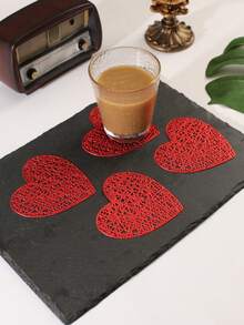 1-200 piezas Manteles individuales con forma de corazón dorado de PVC, lavables, fáciles de limpiar, se limpian con un paño, antideslizantes, decoración de mesa de fiesta de boda y vacaciones - Multicolor - Ver 38