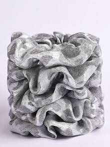 Bộ 4 phụ kiện tóc in họa tiết da báo màu bạc, dây buộc tóc co giãn thanh lịch, đa năng dùng hàng ngày, kẹp búi tóc, vòng xoắn tóc đuôi ngựa. - Nhiều màu - Xem 4