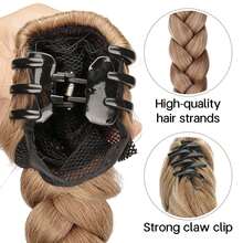 Claw Clip Braided Ponytail Wig, Handmade Synthetic Braided Ponytail, Suitable For Women's Daily Wear, Adds Volume, Available In Black, Brown, Blonde - Multicolor - View 5