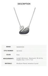 Dây chuyền hình thiên nga Swarovski 5614103 - Xám 5614103 - Xem 5
