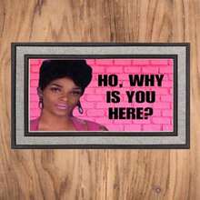 1pc Ho Why Is You Here Funny Welcome Flannel Doormat, Non-Slip Soft Stain Resistant Durable Machine Washable Floor Rug For Front Porch Bathroom Kitchen Bedroom Living Room Indoor Outdoor Entrance Home Decor - A - View 4