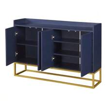 Modern Sideboard In Minimalist Style 4-Türiger Griffloser Buffetschrank Für Esszimmer, Wohnzimmer, Küche (Marineblau) - Navy Blue - View 11