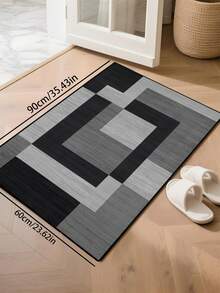 1pc Geometric Textured Pattern Rug, Black White Gray Printed Polyester Rectangular Easy Care Washable Area Carpet, Suitable For Living Room, Hallway, Bedside, Sitting Room, Bedroom, Office, Kitchen, Farmhouse Home Decor - Multicolor - View 25