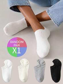 1/5 Pairs Women Short Socks, Casual Thin Boat Socks, Unisex, Simple Colors For Summer Wear - Multicolor - View 16