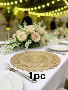 1/4/6pcs Minimalist Wave Pattern PVC Gold Foil Placemats, Hotel & Restaurant Decor Heat Insulation Non-Slip Table Mats, Suitable For Wedding, Party, Valentine's Day, Holiday Celebration, Picnic, Birthday Banquet Table Decoration - Multicolor - View 17