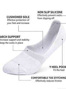 5双装女士米色加厚棉质低帮平底防滑船袜 - 米色 - 查看 3