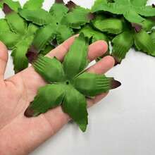 25/50pcs Artificial Rose Leaves, For Making Everlasting Roses - Wedding Bouquets, Tabletop Decor, Party Rattan Decorations, Home Artificial Plants, Christmas, Thanksgiving, Valentine's Day And Mother's Day DIY Craft Materials, No Container Needed, Birthday Graduation Gift, Fake Plants - Dark Green - View 2