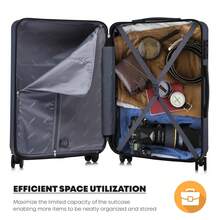 YONSLY Suitcase 20/24/28 Inch With YKK Zipper, TSA Lock, 4 Quiet Wheels, 360° Mesh Compartment, Hard Shell Suitcase, Large Trolley Suitcase, Carry-On Luggage For Holidays, Short Trips And Business Trips - 深藍 - 查看 6