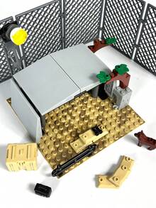 军事基地模型拼装套装，男孩儿童玩具，陆军军营瞭望塔积木套装，微缩武器装备，模拟战斗游戏，印刷底板，兼容品牌特警士兵迷你人偶模型组装，礼品 - 彩色 - 查看 6