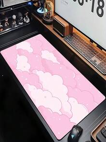 Large Pink Pastel Cloud Mouse Pad Kawaii Cartoon Desk Mat Anti-Slip Rubber Extended Long 900x400 Table Mats Gaming Keyboard Pads - Xem 1