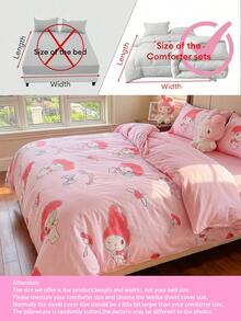 SANRIO 2/3件套被套套装，床上用品，被套（1个被套+2个枕套，不含填充物），可爱卡通图案，全尺寸，柔软舒适，适合宿舍、家庭卧室、酒店，四季皆宜，带拉链封口和枕套，多种颜色可选，超大尺寸床上用品，超大被套套装 - 常规 - 查看 4