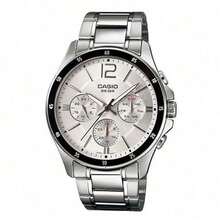 Đồng hồ nam Casio MTP-1374D bấm giờ, mặt số bạc, dây thép không gỉ, chống nước 50M, máy quartz. - Một cỡ - Xem 7