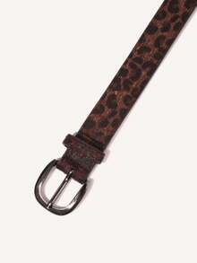 1pc Women's In-Stock Suede Leopard Print Minimalist Buckle Belt, Versatile For Jeans And Apparel - Leopard Print Belt - View 7