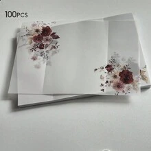 NIEWSPECIAL 20张紫色/粉色/蓝色/橙色水彩花卉带叶子羊皮纸，适用于5x7英寸婚礼请柬、DIY请柬、羊皮纸信封、定制请柬、夏季生日礼物、海滩主题、返校用品、房间装饰 - 酒紅色 - 查看 12