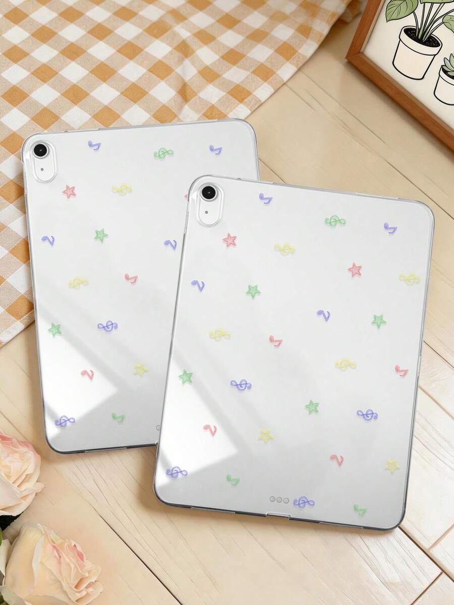 1个TPU软壳，星形和音符图案，兼容iPad Mini 1/2/3/Mini 4/Mini 5/Mini 6/Mini 7/Air/Air 2/9.7/10.2/10.5/Air 4/Air 5/10.9/Pro 11英寸/第十代/Air 11英寸 (M3) 2025/Pad (A16) 11英寸第十一代 2025、A7/A8，轻薄超薄软壳，简约清新/个性化/创意TPU平板电脑保护套，透明平板电脑保护套，不带笔槽，不含平板电脑。 - 彩色 - 查看 1
