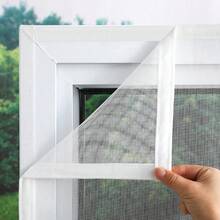 2026 Pantalla anti-mosquitos de tamaño personalizado, pantallas de ventana autoadhesivas, tipo con cremallera para el hogar - Blanco - Ver 5