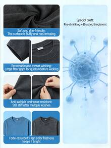 Men's Pure Cotton Vintage Washed T-Shirt, Loose-Fitting Summer Off-Shoulder Short-Sleeved Shirt, Breathable And Skin-Friendly Summer Vintage Texture, Casual And Commuting All-Match Top - 摩卡棕 - 查看 6