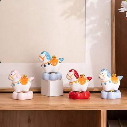 Đồ trang trí bàn làm việc hình ngựa xoay bằng gốm sứ Jingdezhen, vật trang trí ngựa xoay sáng tạo, quà tặng giảm căng thẳng cho bàn làm việc.
