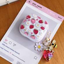 Strawberry Flower Double-Sided Design Protective Case Compatible With Apple Pro 3, Pro 2/Pro/4th Gen Bluetooth Earphone Case (Earphones Not Included) - Red - View 4