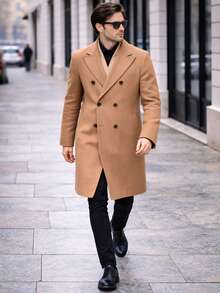 Italian Style Overcoat Autumn / Winter Loose Button Overcoat - Marrón Mocha - Ver 4