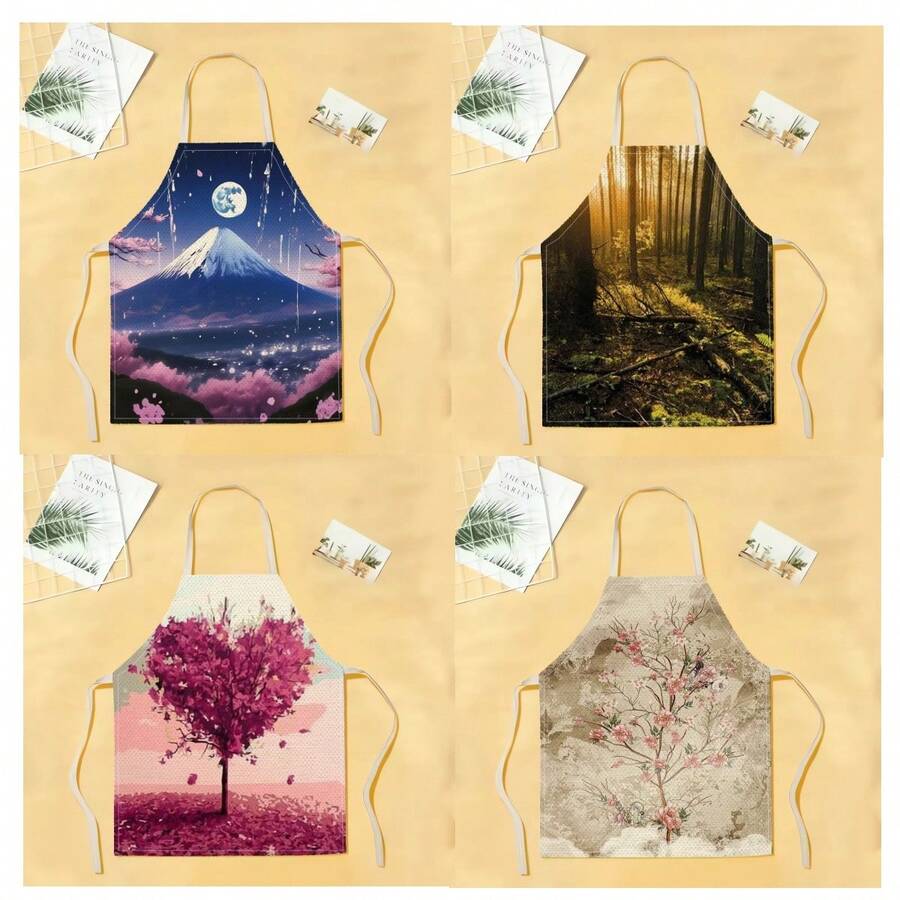 1pc Floral Pattern Apron, Creative Funny Fashion Printed Apron, Kitchen Cooking Household Cleaning Apron, Innovative Home Apron - Multicolor - View 1