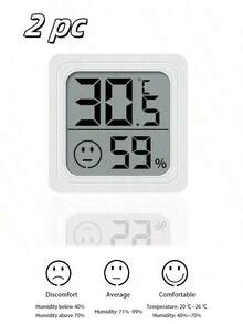 1/2pcs Mini Smiling Face Thermometer Hygrometer, Double-Sided Adhesive LCD Display, Precise Monitoring Of Indoor/Outdoor, Bedroom, Dining Room, Office, Reptile Tank Temperature & Humidity Changes - Multicolor - View 11