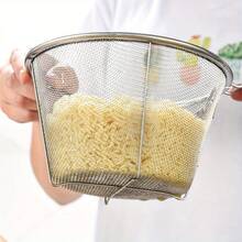 Stainless Steel Foldable Colander - Multifunctional Kitchen Tool For Draining, Filtering, And Straining - Silver - View 9