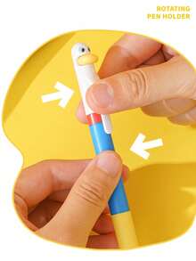 1/4支装鸭形走珠笔，0.5毫米黑色凝胶墨水，适合书写、办公、学习、返校季使用 - 小鴨萌趣筆 - 查看 11