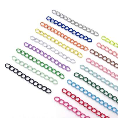 50个彩色链条延长链，用于珠宝制作，喷漆铁尾延长链，项链手链延长链，适用于项链、手链、耳环等珠宝制作配件
