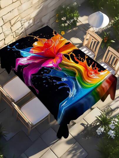 1 件扎染背景印花桌布，防水防油，易于擦拭，长方形设计，适用于野餐、露营、婚礼、生日派对、居家、厨房、餐厅、室内/室外等场合。