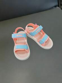 可爱水钻蝴蝶结露趾女童凉鞋，透气沙滩度假凉鞋 - 粉色 - 查看 2