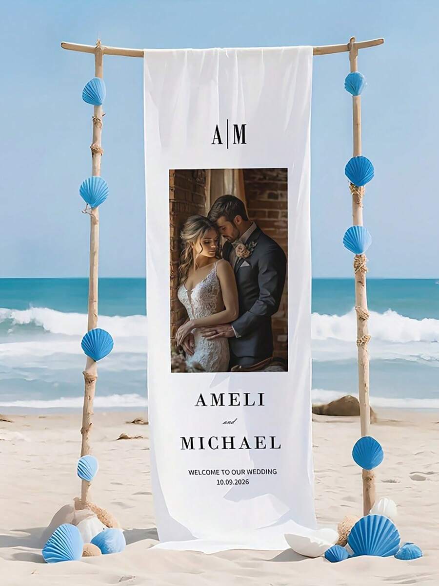 Customized Wedding Welcome Sign - Personalized With Couple's Photo, Names, Date And Text - Exclusive Wedding Decor, Perfect For Arch, Aisle And Party Scenes - Durable, Suitable For Indoor And Outdoor - Perfectly Displays Couple's Names - Easy To Install, Makes A Beautiful Wedding Gift - Multicolor 01 - View 1