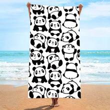 Khăn tắm biển mềm mại, thấm hút tốt, in hình gấu trúc đen trắng, làm từ sợi microfiber, thích hợp dùng làm khăn che nắng khi đi biển hoặc khăn tắm. - 10 - Xem 2